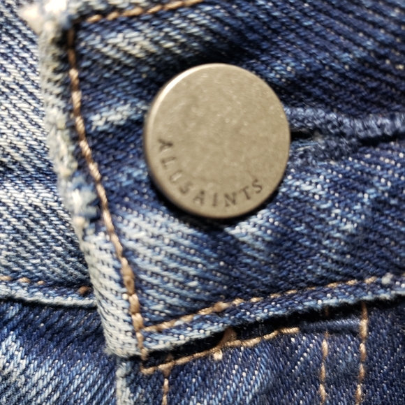 All Saints Raw Hemmed Distressed Cropped Women's Denim Jeans Size 26 NWOT - Picture 5 of 9